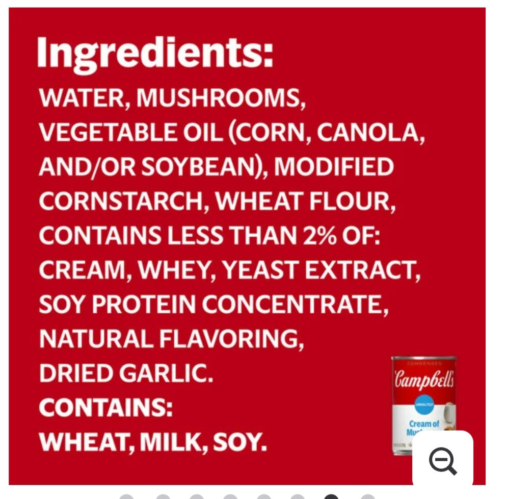 Campbell's Unsalted Cream of Mushroom Soup