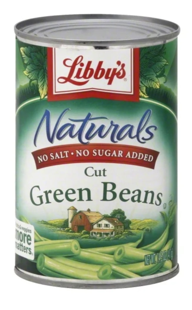 Libby's Naturals Cut Green Beans, No Salt or Sugar Added, 14.5 oz can