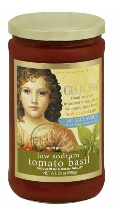 Gia Russa Pasta Sauce, Select, Low Sodium, Tomato Basil 24 oz (680 g)