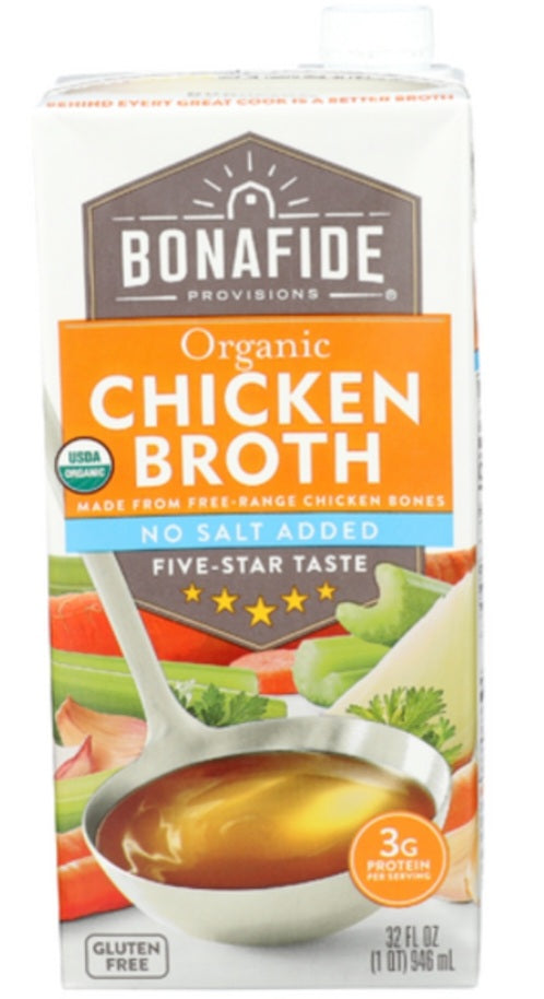 Bonafide Provisions Organic No Salt Added Chicken Broth 32oz