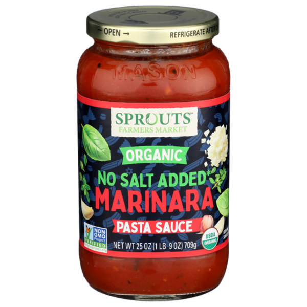 Organic No Salt Added Marinara Pasta Sauce