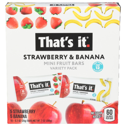 That's It Strawberry & Banana Mini Fruit Bars Variety Pack