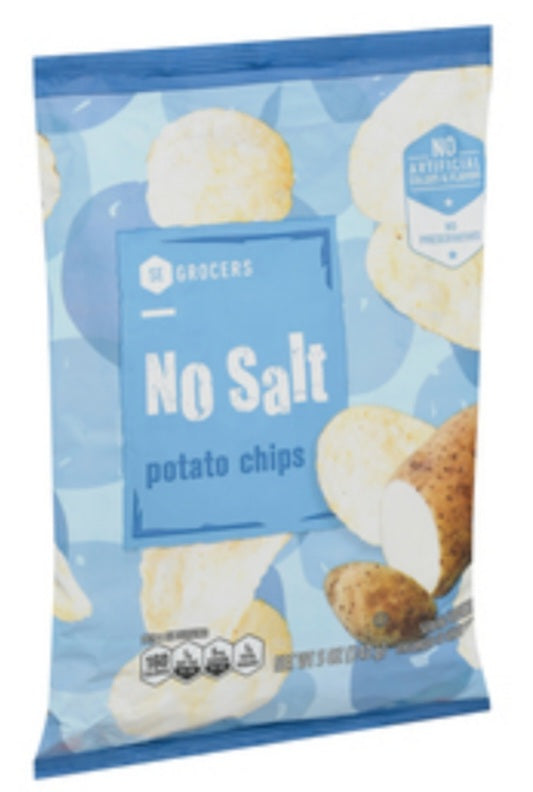 SE Grocers No Salt Potato Chips 5 Ounces